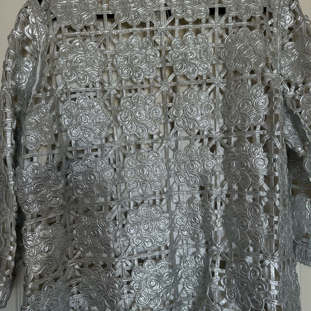 Travelers by Chicos Silver Floral Cutout Jacket - Picture 4 of 4